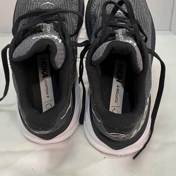 Hoka Clifton 9 Youth Black White Mesh Running Shoes Lightweight Cushion 4.5MD - Picture 13 of 13